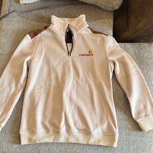 Carhartt Cream and Brown Women's Zip Up Sweater